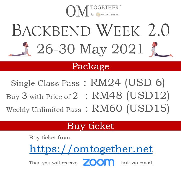 BACKBEND WEEK 2.0 UNLIMITED PASS (26-30 May 2021) - up to 6 classes