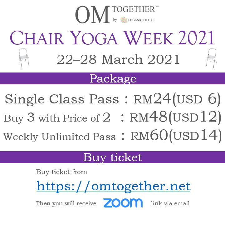 CHAIR YOGA WEEK UNLIMITED PASS (22-28 Mar 2021) - up to 6 classes