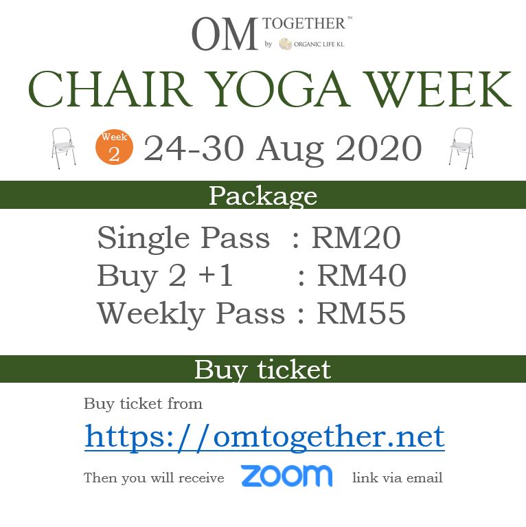 CHAIR YOGA UNLIMITED PASS (24-30 Aug 2020) - up to 8 classes