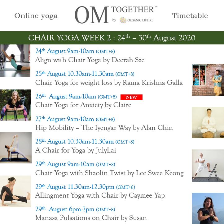 CHAIR YOGA UNLIMITED PASS (24-30 Aug 2020) - up to 8 classes