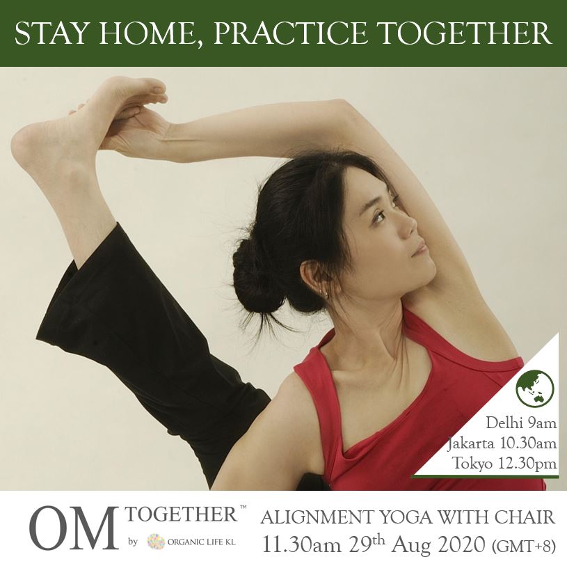 [Zoom] ALIGNMENT YOGA WITH CHAIR -Creating Space in the Spine by Caymee (60 min) at 11.30am Sat on 29 Aug 2020 -completed
