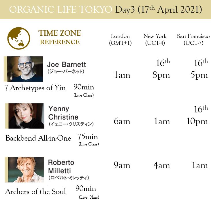 ORGANIC LIFE TOKYO - Day3 (17 April 2021) Joe Barnett, Yenny Christine, Roberto Milletti - completed