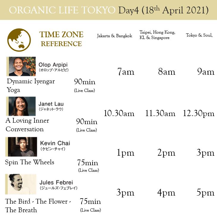 ORGANIC LIFE TOKYO - Day4 (18 April 2021) Olop Arpipi, Janet Lau, Kevin Chai, Jules Febre - completed