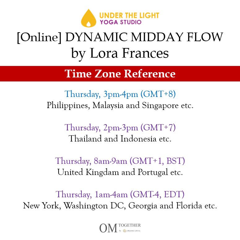 [Zoom] DYNAMIC MIDDAY FLOW by Lora Frances (60 min) at 3pm Thu on 3 Sep 2020 - completed