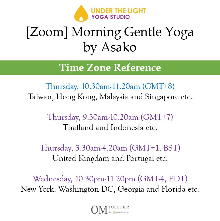 [Zoom] MORNING GENTLE YOGA by Asako (50 min) at 10.30am Thu on 29 Oct 2020 -completed