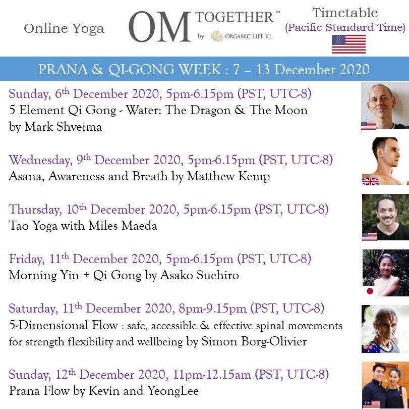 PRANA & QI GONG WEEK UNLIMITED PASS (7-13 Dec 2020) - up to 6 classes
